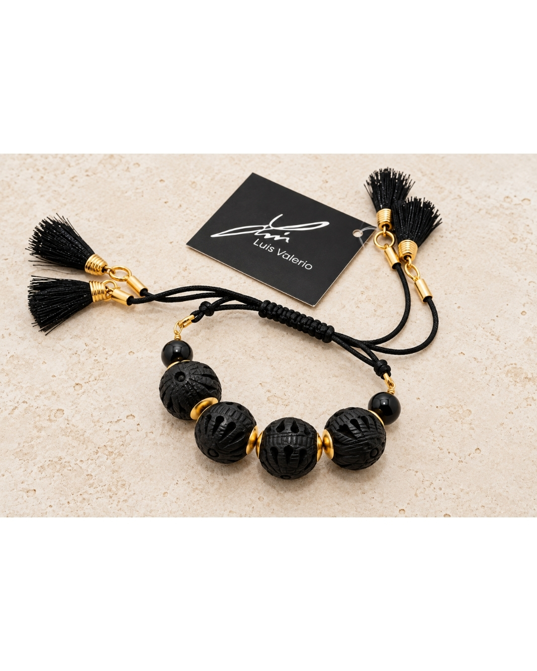 Pulsera Cuentas Barro Negro by Valerio — SKU 16084551