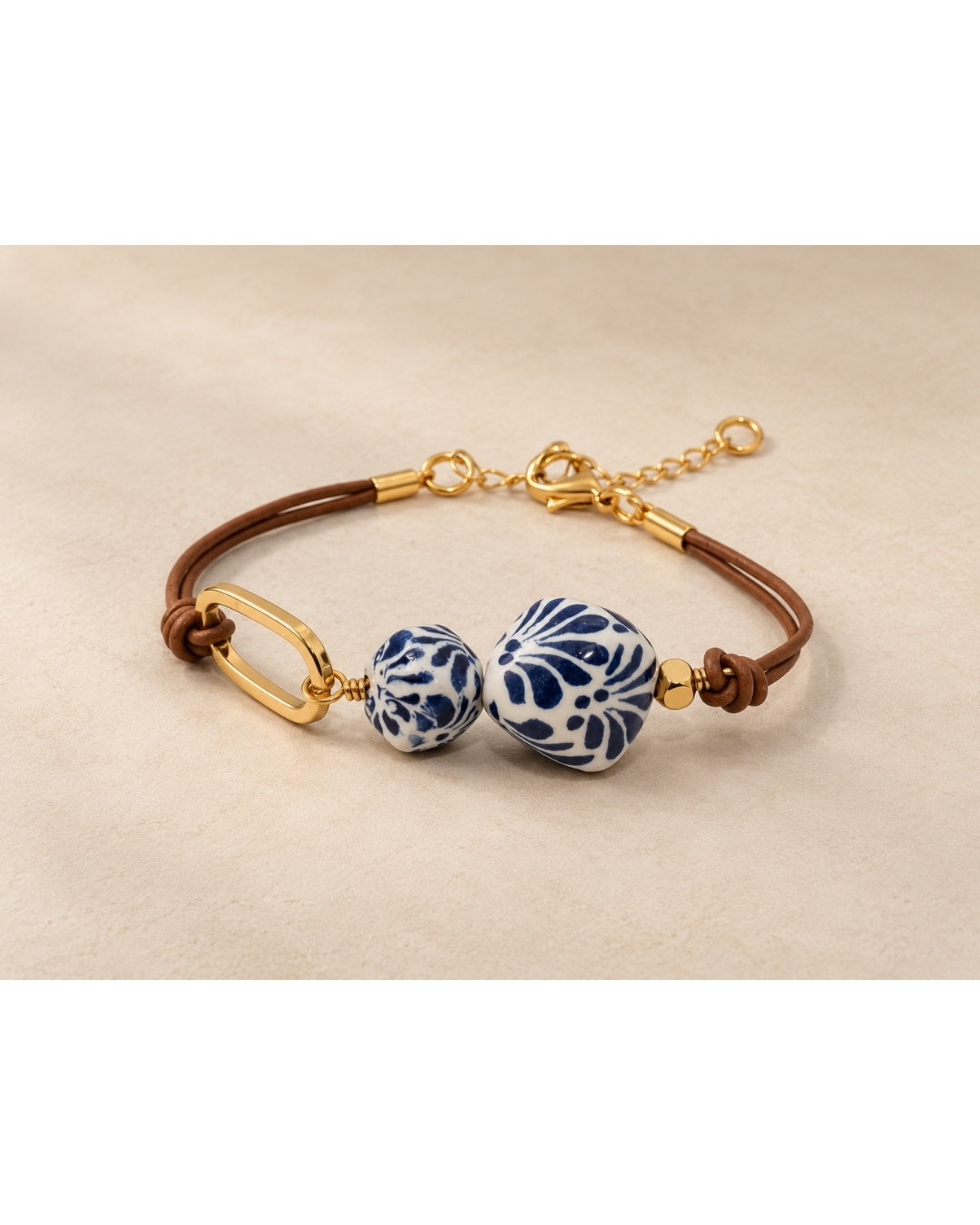 Pulsera Cubo Talavera Azul Piel by Valerio — SKU 16085710